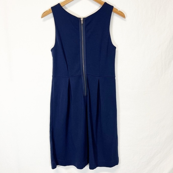 Gap Navy A - Line Tank Dress Pleating Cotton Blend Academia School Girl Size 8 - Picture 2 of 6